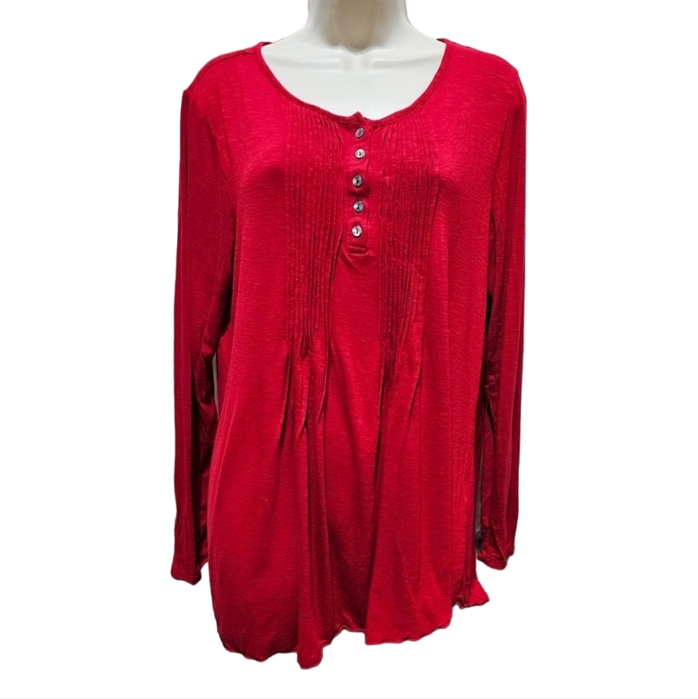 Women's Style & Co Red Long Sleeve Blouse